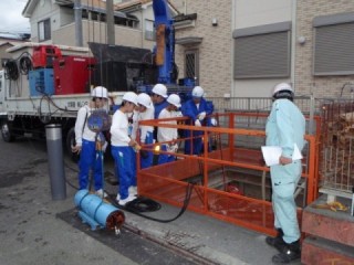 下水道工事の現場説明